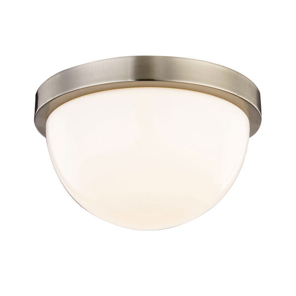 Nicollet Satin Nickel 11-Inch LED Flush Mount with White Opal Glass, image 1