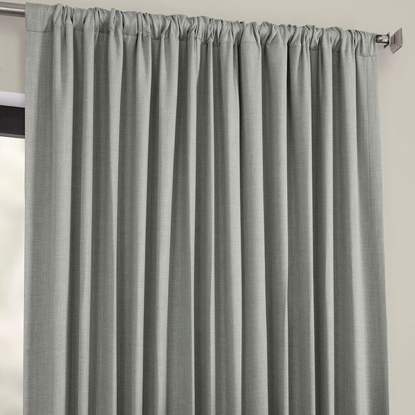 Heather Grey Faux Linen Extra Wide Blackout Curtain Single Panel, image 3