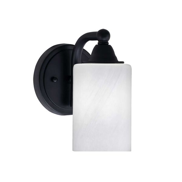 Paramount Matte Black One-Light Wall Sconce with Four-Inch White Marble Glass, image 1