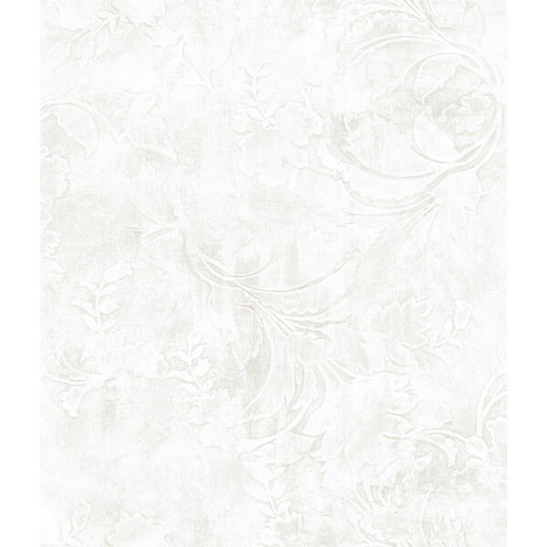 Impressionist White Entablature Scroll Wallpaper - SAMPLE SWATCH ONLY, image 1