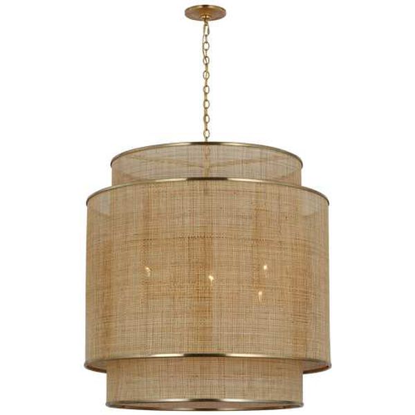 Linley Soft Brass and Natural Six-Light Pendant by Marie Flanigan, image 1