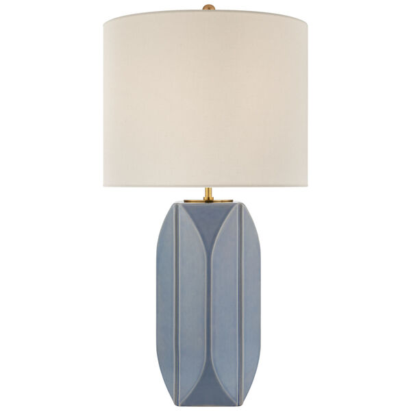 Carmilla Medium Table Lamp in Polar Blue Crackle with Linen Shade by kate spade new york, image 1