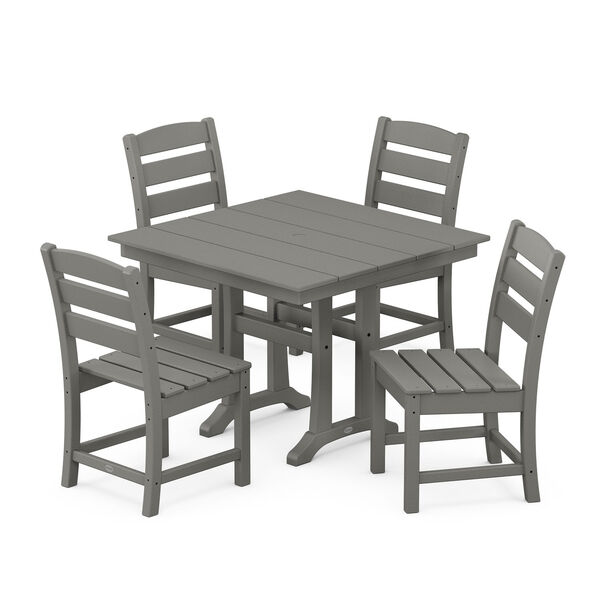 Lakeside Slate Grey Trestle Side Chair Dining Set, 5-Piece, image 1