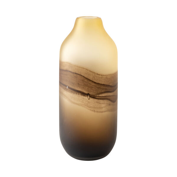 Pyla Yellow and Brown 14-Inch Glass Sand Vase, image 1