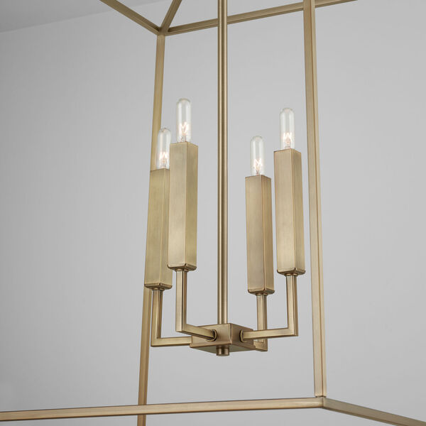 Thea Aged Brass 78-Inch Four-Light Foyer Pendant, image 3