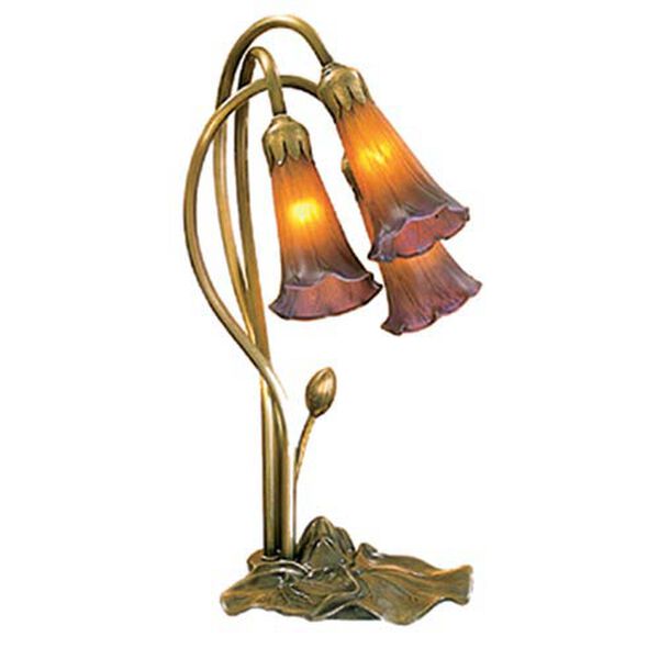 Three-Light Lily Amber/Purple Accent Lamp, image 1