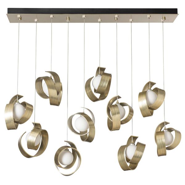 Riza Modern Brass 10-Light Pendant with Opal Glass, image 3