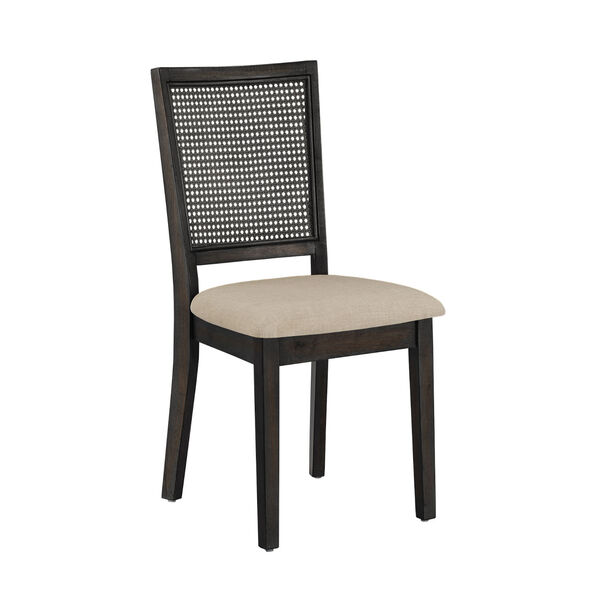 Caroline Beige and Black Rattan Back Dining Chair, Set of Two, image 1