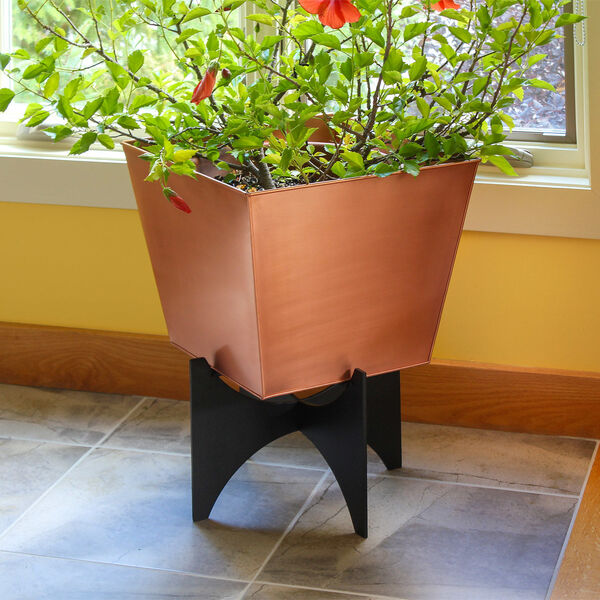 Zaha II Copper Plated Planter with Flower Box, image 4