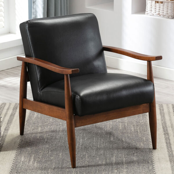 Austin Black and Walnut Wooden Base Accent Chair, image 1
