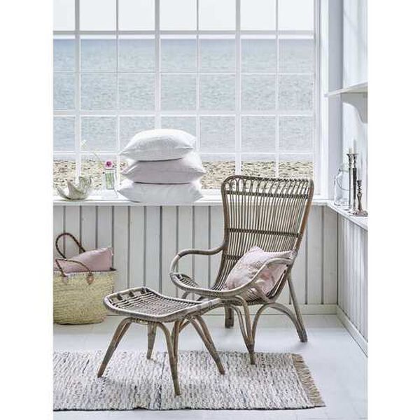 Monet Taupe Grey Highback Rattan Lounge Chair and Footstool, image 7