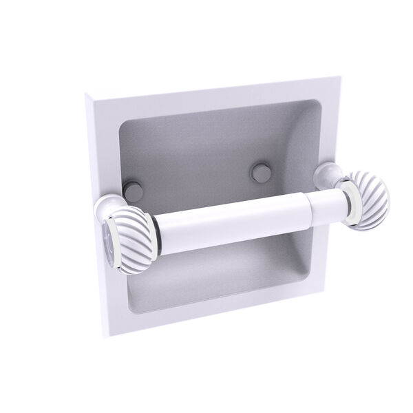 Pacific Grove Matte White Six-Inch Recessed Toilet Paper Holder with Twisted Accents, image 1