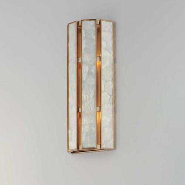 Miramar Capiz Natural Aged Brass Two-Light Wall Sconce, image 4