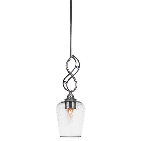 Jazz Chrome One-Light Mini Pendant with Five-Inch Clear Bubble Glass, image 1