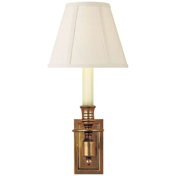French Single Library Sconce in Hand-Rubbed Antique Brass with Linen Shade by Studio VC, image 1