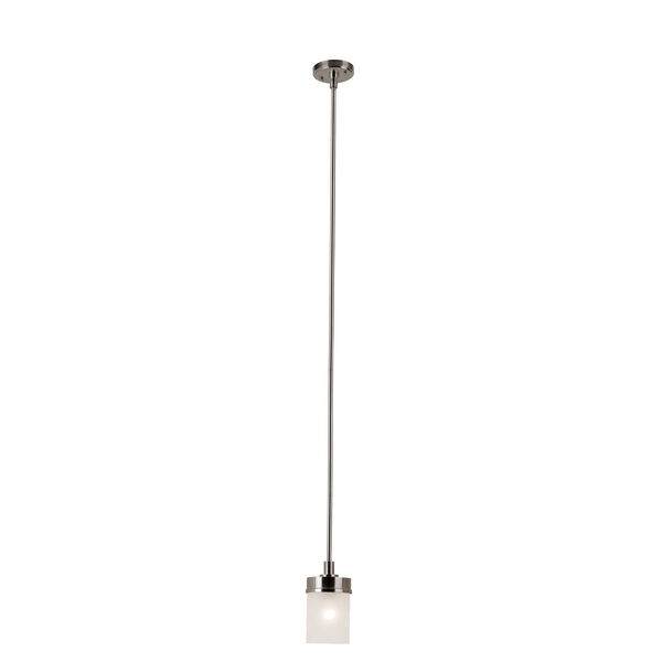 Brushed Nickel Urban Swag 56-Inch Mini Pendant with White Frosted Glass, image 1