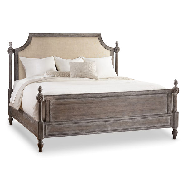 King Fabric Upholstered Poster Bed, image 1