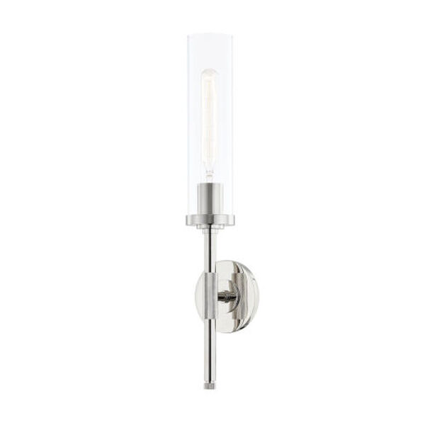 Blake Polished Nickel One-Light ADA Wall Sconce with Clear Glass, image 1