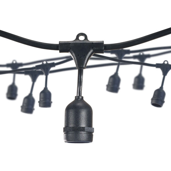 Black Outdoor String Light Cord with 12 E26 Base Sockets, image 1