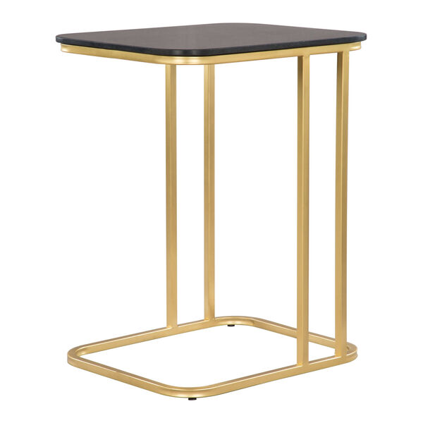 Alma Black and Gold C-Side Marble Table, image 1