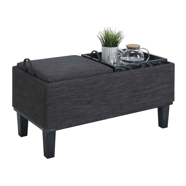 Gray Storage Ottoman with Reversible Tray, image 6