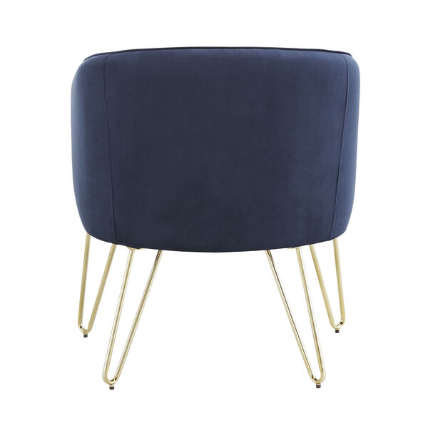 Aster Blue Velvet Arm Chair with Gold Leg, image 4