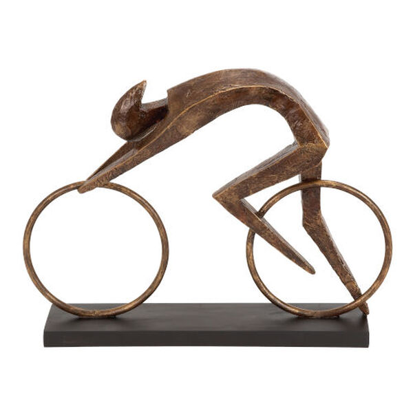 Brown Polystone Bicycle Sculpture, image 1