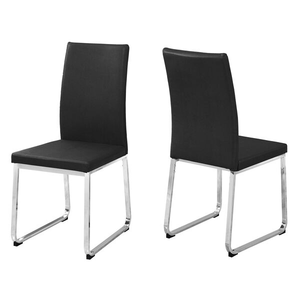 Dining Chair - 2 Piece / 38H / Black Leather-Look / Chrome, image 2