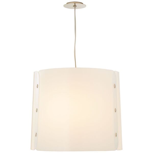 Dapper Medium Hanging Shade in Polished Nickel with White Acrylic Shade by Barbara Barry, image 1