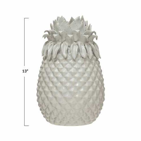 White Handmade Stoneware Pineapple Vase, image 4