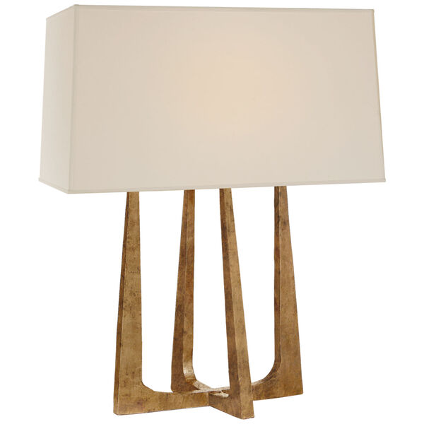 Scala Hand-Forged Bedside Lamp in Gilded Iron with Natural Percale Shade by Ian K. Fowler, image 1