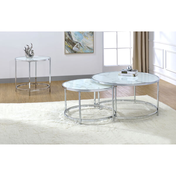 Rayne White And Chrome 36-Inch Nesting Cocktail Tables, image 5