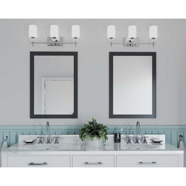 P2776-15: Status Polished Chrome Three-Light Bath Vanity with Etched Linen Glass, image 2