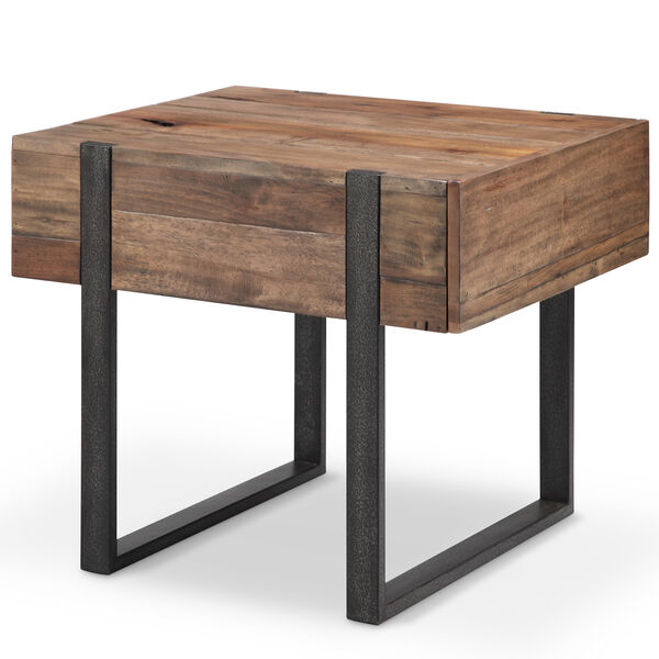 Prescott Modern Reclaimed Wood Rectangular End Table in Rustic Honey, image 1