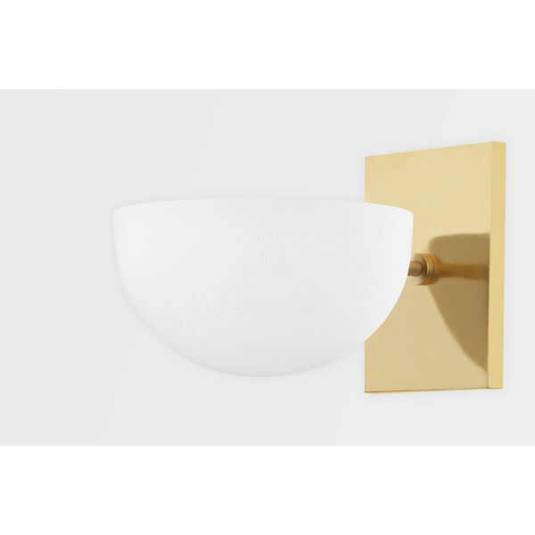 Wells Aged Brass and White Plaster One-Light Wall Sconce, image 3