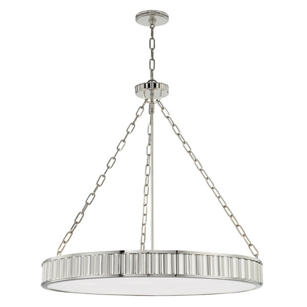 Middlebury Polished Nickel Eight-Light Chandelier with Opal Glass, image 1