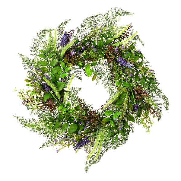 Green and Purple 24-Inch Maytime Wreath, image 1