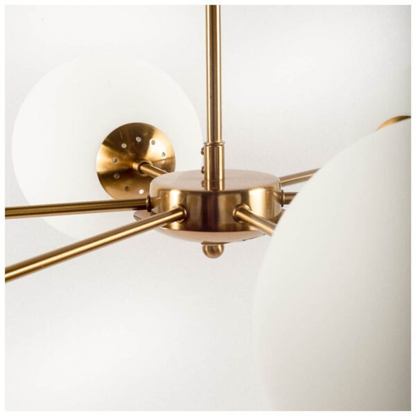 Lahey Gold and Frosted Glass Six-Light Globe Chandelier, image 2