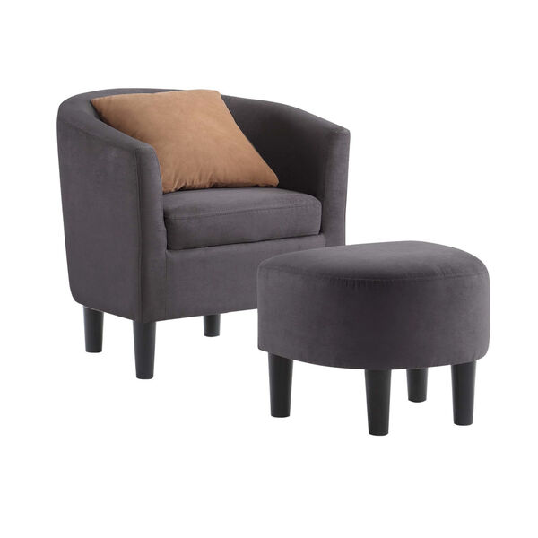 Take a Seat Dark Gray Microfiber Churchill Accent Chair with Ottoman, image 3