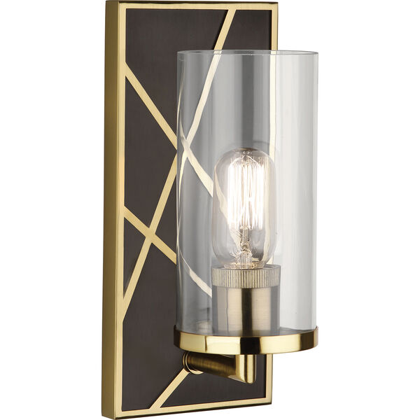 Michael Berman Bond Deep Patina Bronze with Modern Brass Accents Five-Inch One-Light Wall Sconce, image 1