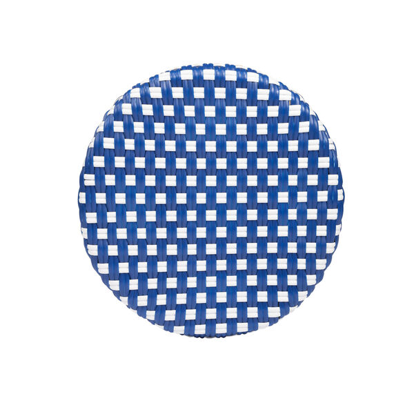 Tobias Bright Sky Blue and White Dot on Natural Rattan Bar Stool, image 5