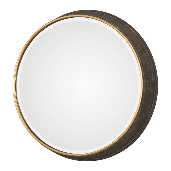 Sturdivant Antiqued Gold Round Mirror, image 2