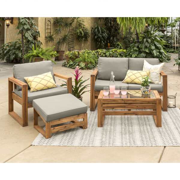 Brown 30-Inch Four-Piece Outdoor Chat Set, image 1
