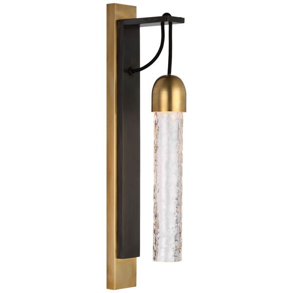 Reve Medium Tube Sconce in Bronze and Soft Brass with Clear Wavy Glass by Marie Flanigan, image 1