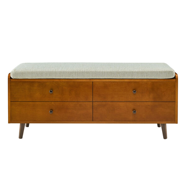 Acorn and White Storage Bench with Cushion, image 5
