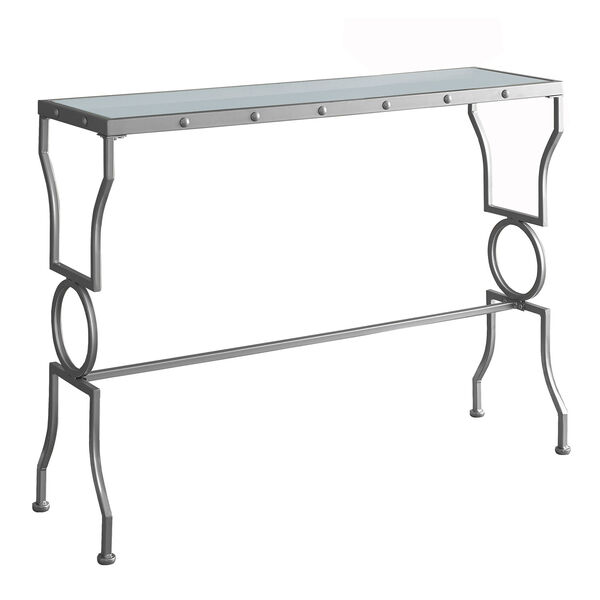 Console Table - Silver Metal with Tempered Glass, image 2