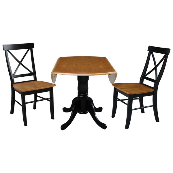 Black and Cherry 42-Inch Dual Drop Leaf Dining Table with X-back  Chairs, Three-Piece, image 5