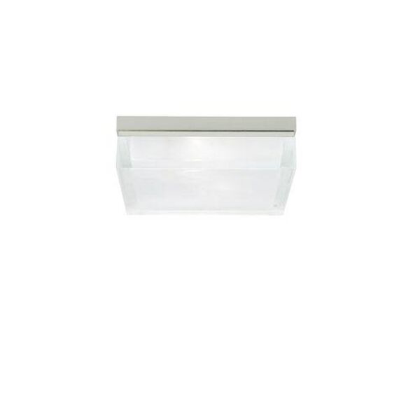 Boxie Satin Nickel Two-Light LED 9-Inch Flush Mount with Pressed Square Glass, image 1