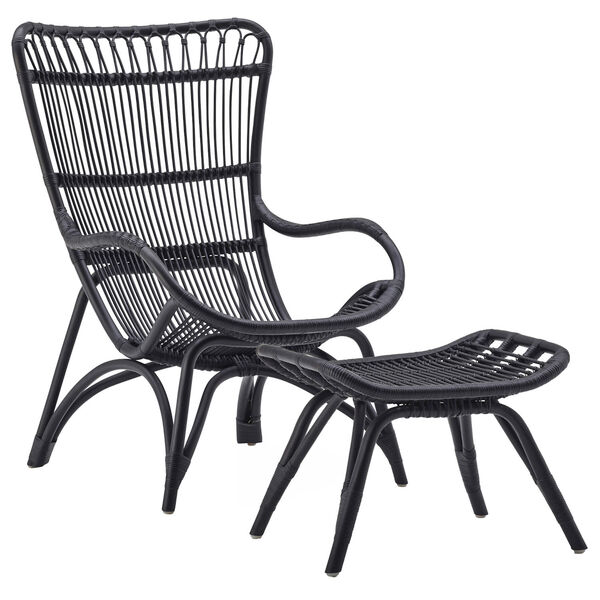 Monet Black High Back Lounge Chair and Footstool, image 1