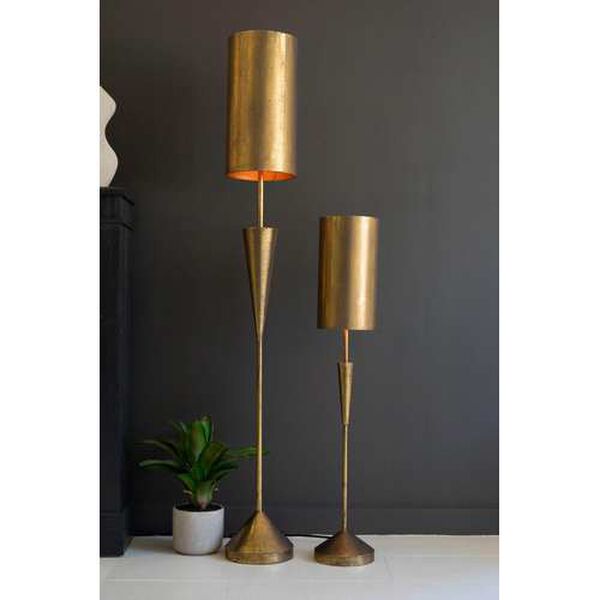 Gold Antique Table Lamp with Metal Barrel Shade, image 2
